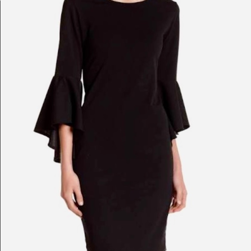 Elegant Black Bell Sleeve Dress